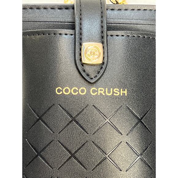 Coco Crush Style Black Phone Holder Crossbody With Chain Two Card Slots New - Picture 4 of 14